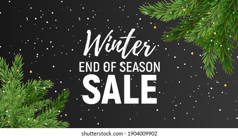 Winter End of Season Sale Background Design. Template  for advertising, web, social media and fashion ads.  Poster, flyer, greeting card, header for website  Vector Illustration