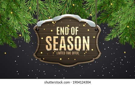 Winter End of Season Sale Background Design. Template  for advertising, web, social media and fashion ads.  Poster, flyer, greeting card, header for website  Vector Illustration