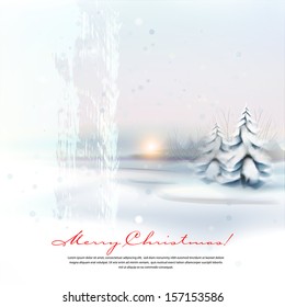 Winter evening landscape.The illustration contains transparency and effects. EPS10