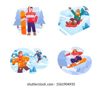 Vector de colección Winter Extreme Sport