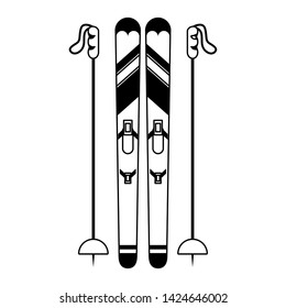 Winter extreme sport equipment skiing vector illustration graphic design