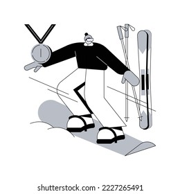 Winter extreme sports abstract concept vector illustration. Extreme winter sports competition, ski and snowboard equipment shop, mountain resort, outdoor activity, pro rider abstract metaphor.