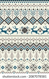 WINTER FAIR ISLE AZTEC SEAMLESS PATTERN FOR TEXTILE AND DECORATIVE COLLECTIONS VECTOR SKETCH EPS