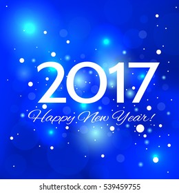 Winter fairy blue background with holiday greetings on the New Year 2017!