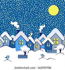 winter fairytale seamless card, vector illustration