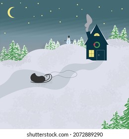 winter fairytale, snowy vilage, christmas background, eps 10, vector