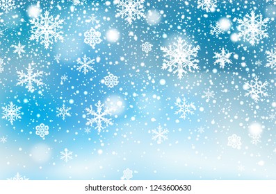 Winter falling snow background