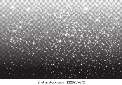 Winter falling snow Isolated on transparent background