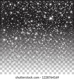 Winter falling snow on transparent background