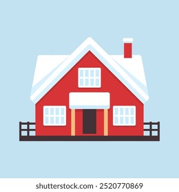 Winter farm house Vector Illustration