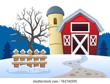 Winter farmland theme 2 - eps10 vector illustration.