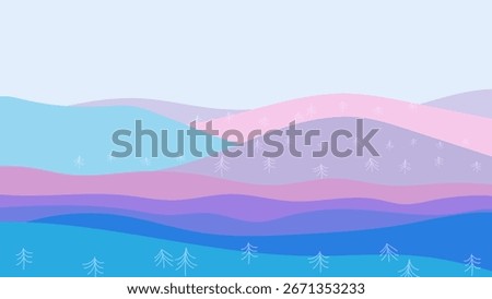 Winter fascination Vector Background Landscape Simple Flat