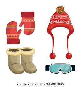 Winter fashion clothes and accesories, graphic design, vector illustration