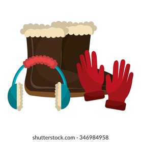 Winter fashion clothes and accesories, graphic design, vector illustration