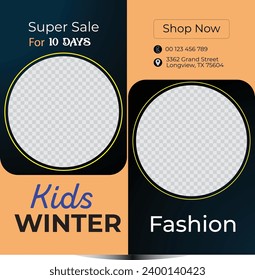 Winter fashion clothes sale, Discount social media post design template