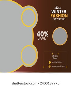 Winter fashion clothes sale social media post design template