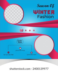 Winter fashion clothes sale social media post design template