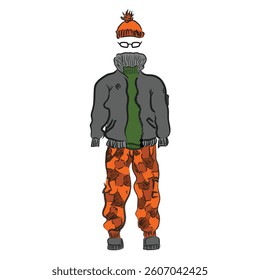 winter fashion clothing orange black