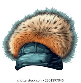 Winter fashion Knit hat and fur jacket over white