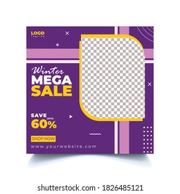 winter Fashion Mega Sale Banner Template For Social Media Post