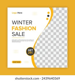 Winter fashion sale banner for social media post design and web advertising