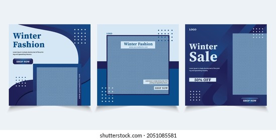 Winter Fashion Sale Social Media Banner Design,Instagram Post And Stories With Modern Abstract Shapes