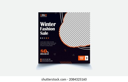 Winter Fashion sale for social media post, Business offer for social media