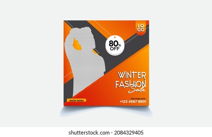 Winter Fashion sale for social media template, square template