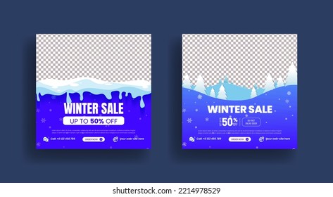 Winter fashion sale social media post, web banner ads template with modern 3d style suitable for website banner, square flyer or poster and marketing flyer design