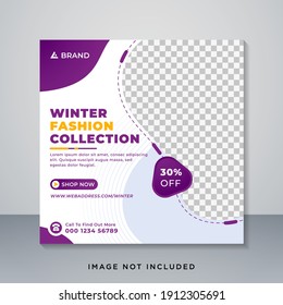 Winter Fashion Social Media Post Banner Design Vorlage. Bearbeitbare Web-Banner und quadratische Flyer Vorlage. Winterdesign für Werbung, Banner, WinterVektorhintergrund