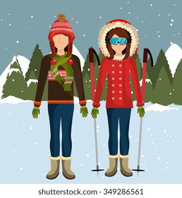 Winter fashion wear and accesories graphic design, vector illustration