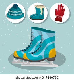 Winter fashion wear and accesories graphic design, vector illustration