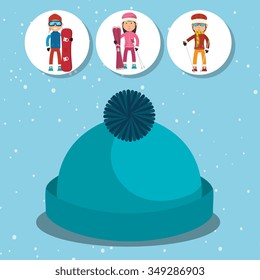 Winter fashion wear and accesories graphic design, vector illustration