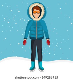Winter fashion wear and accesories graphic design, vector illustration
