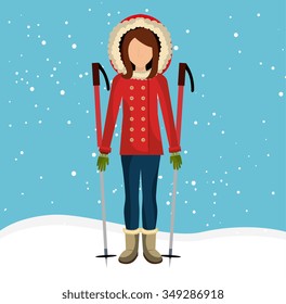 Winter fashion wear and accesories graphic design, vector illustration