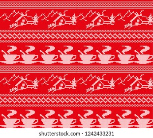 Winter festive Christmas knitted pattern woolen knitted