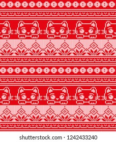 Winter festive Christmas knitted pattern woolen knitted