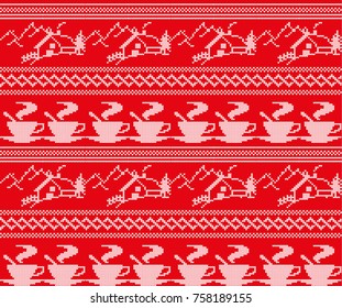 Winter festive Christmas knitted pattern woolen knitted