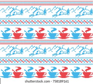 Winter festive Christmas knitted pattern woolen knitted