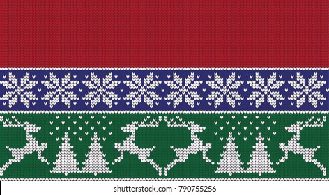 Winter festive Christmas knitted pattern woolen knitted