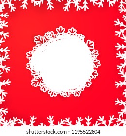 Winter festive poster template with snowflakes and place for a text.