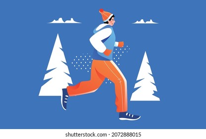 Winterfigur-Lauf-Illustrationssportler-Trainingsmarathon Poster