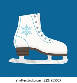 Winter figure skates on a blue background. vector illustration