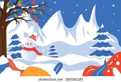 Winter figure skiing illustration sports poster of Winter Olympic Games