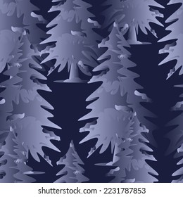 Winter with Fir Trees and Pines in Snow. Colorful vector Illustration.