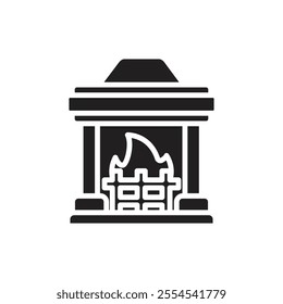 Winter Fireplace Filled Icon Vector Illustration