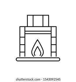 Winter fireplace icon. Simple line, outline vector of Christmas icons for ui and ux, website or mobile application