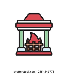 Winter Fireplace Icon Vector Illustration