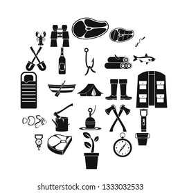 Winter fishing icons set. Simple set of 25 winter fishing vector icons for web isolated on white background