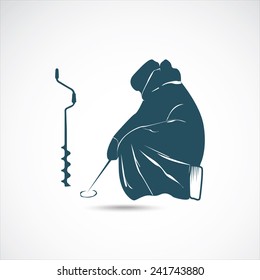 Winter fishing on the ice. Vector for you.